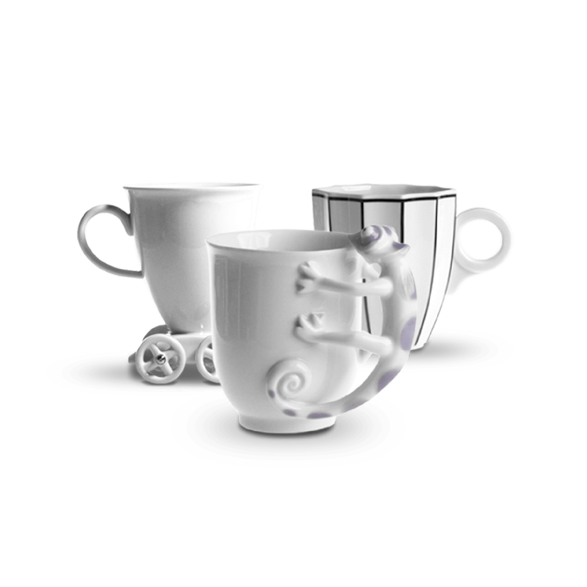 Porcelain mugs and cups